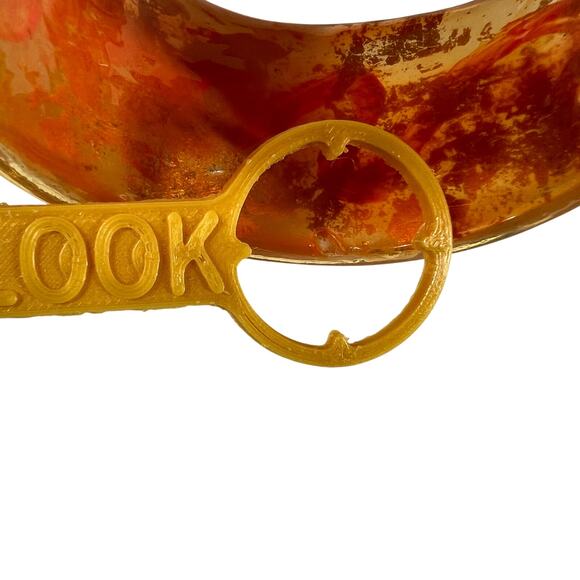 Resin Bangle Bracelets Womens Set of 2 Red Orange Silver Foil Wide Chunky Style - Picture 4 of 13